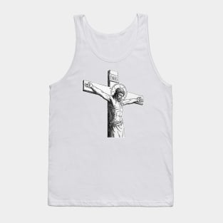 Jesus Christ Nailed to the Cross Sacred Drawing Tank Top